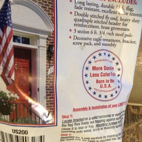 Liberty Flags American Flag Set 3'X5' PolyCotton Eagle Ornament New (2) - Picture 9 of 9